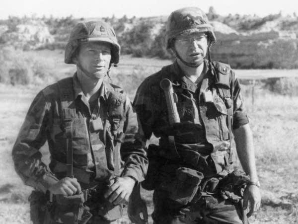 Tim Walz, right, and Gary Bloomberg at Camp Guernsey, 1992.