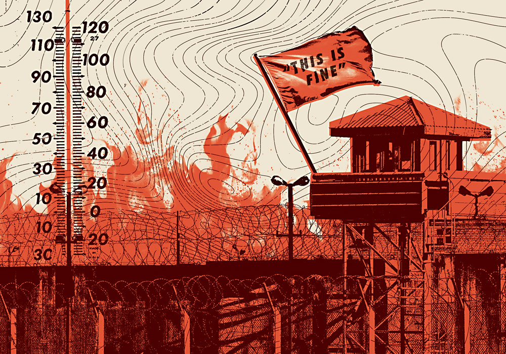 A prison tower with a flag

Description automatically generated