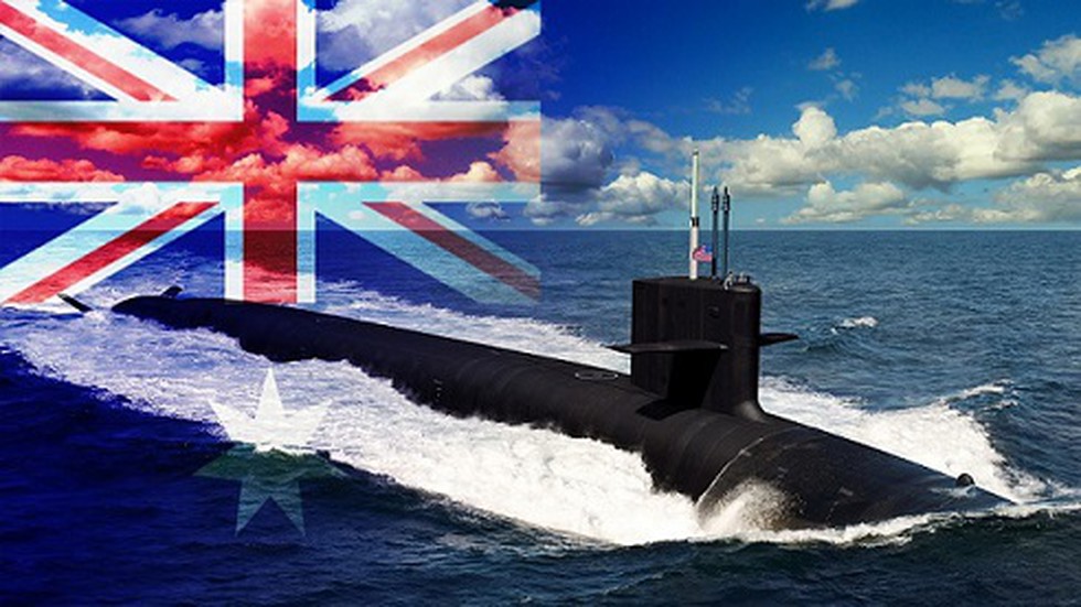 A submarine in the water with a flag

Description automatically generated