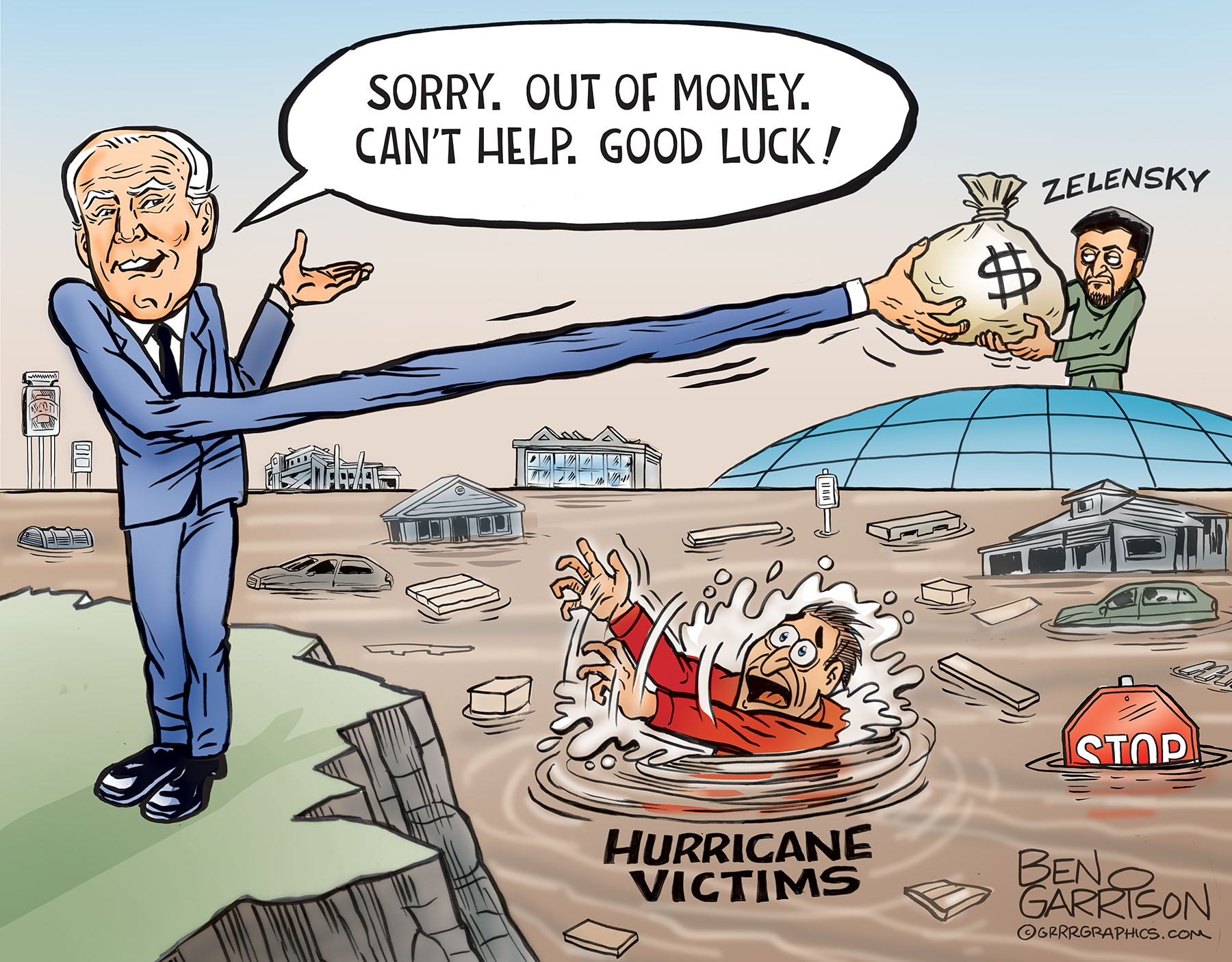 Real Ben Garrison Cartoons on X: "The Democrats can't do anything right- Or  is it intentional? $200 billion to Ukraine from Joe Biden $750 bucks to  Hurricane Helene victims from Kamala Harris