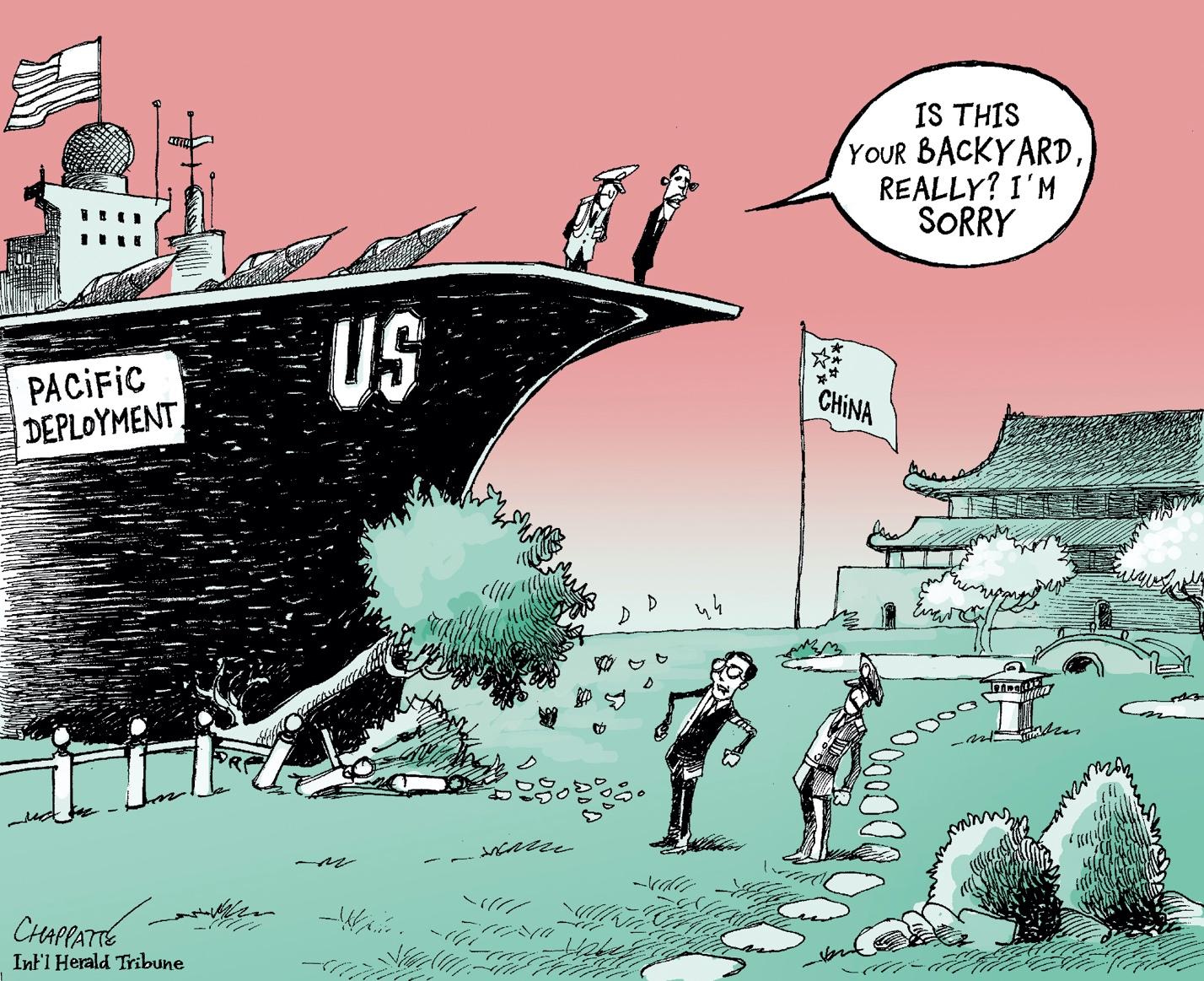 Cartoon of cartoon of people standing on a ship
Description automatically generated