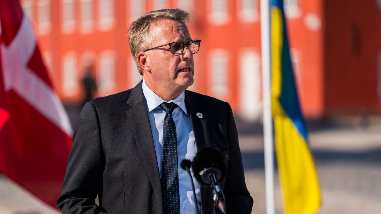 Danish Defense Minister Morten Bødskov attends a press conference on the support for Ukraine in Copenhagen, on August 10. 