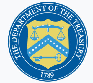A blue and yellow emblem with a key and scales Description automatically generated