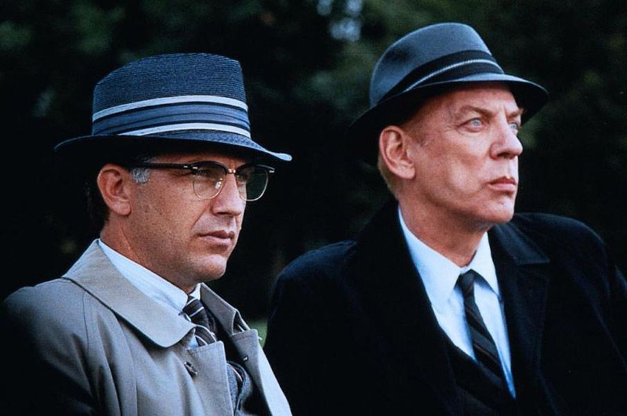 JFK: Mr. Jim Garrison ( Kevin Costner ), and Mr. X ( Donald Sutherland ...