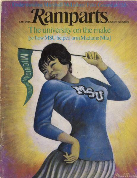 A magazine cover with a person holding a flag

Description automatically generated