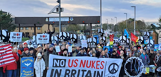 UK Activists Challenge Return of U.S. Nuclear Weapons with Two-Week Encampment at Royal Air Force Base Lakenheath
