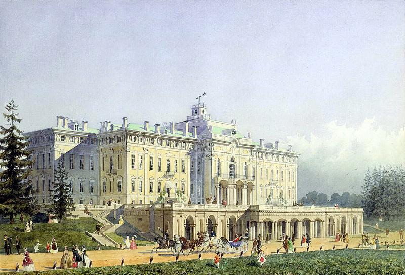 A large white building with people walking in front of it

Description automatically generated