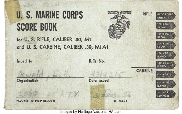 Autographs:U.S. Presidents, Lee Harvey Oswald Marine Corps Rifle Score Book....