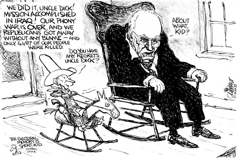 Political/Editorial Cartoon by Pat Oliphant, Universal Press Syndicate on Last US Troops Leave Iraq