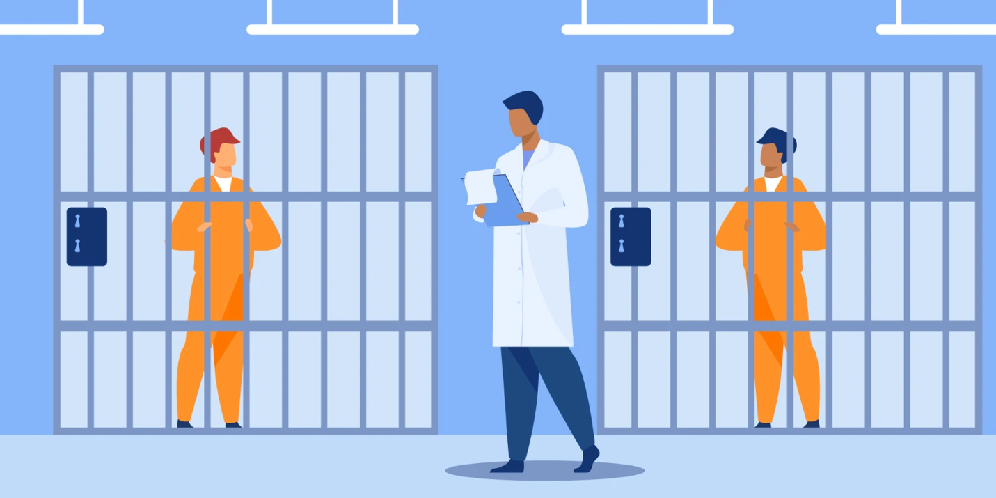 A person in a white coat standing in front of several jail cells

AI-generated content may be incorrect.