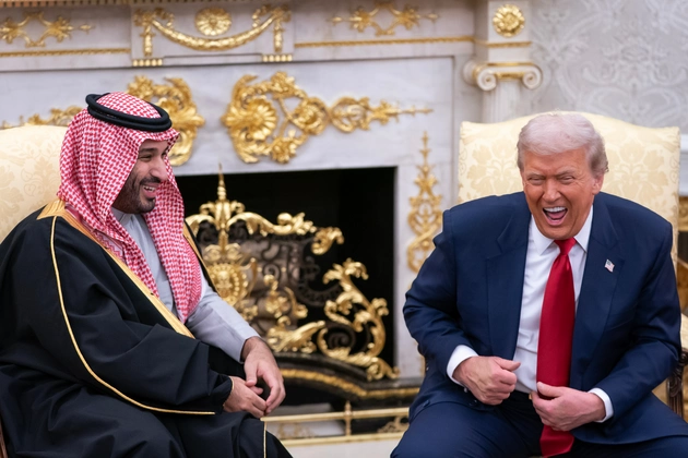 Mohammed bin Salman and Donald Trump meet in the Oval Office.