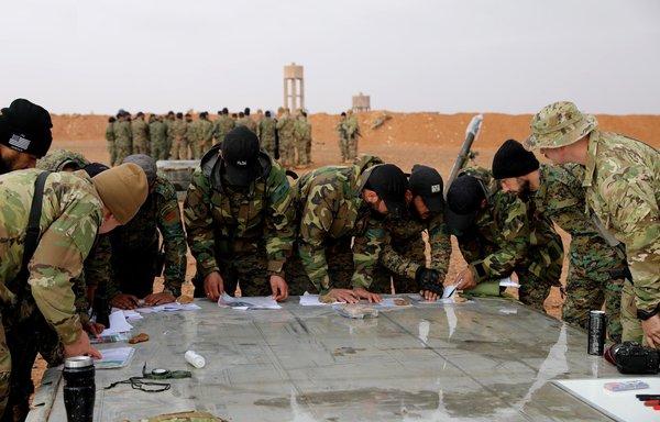 US instructors train Syrian Free Army elements to read military maps and identify targets on January 7. [SFA]