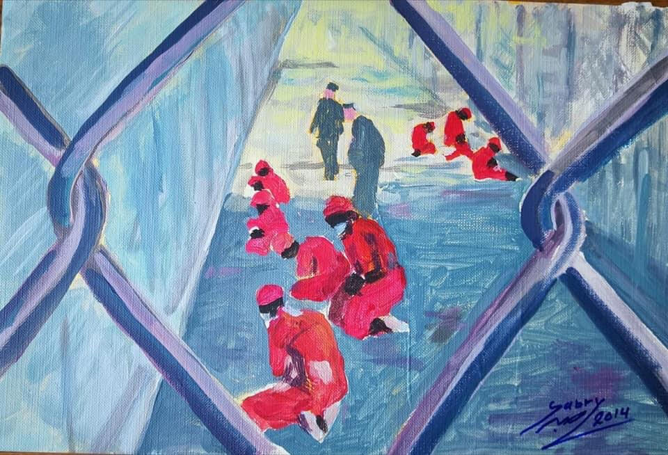 A painting of people in red uniforms

Description automatically generated