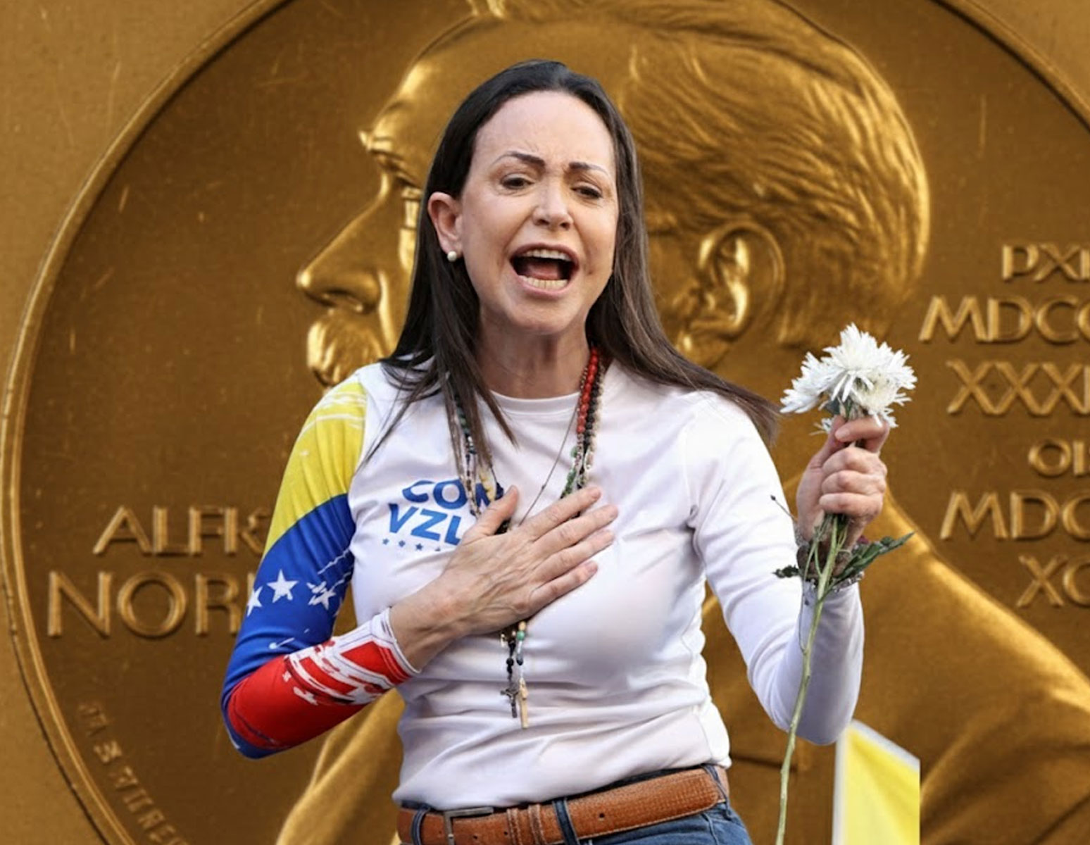 A person holding flowers and holding her chest
AI-generated content may be incorrect.