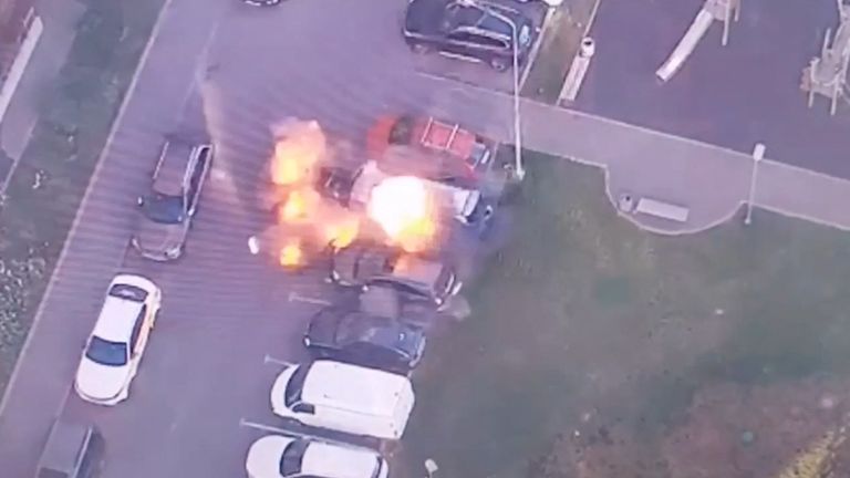 The moment of the blast. Pic: Reuters