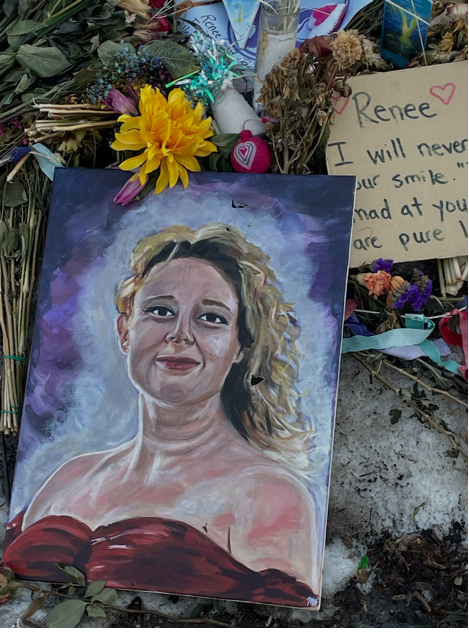 A painting of a person on a pile of flowers
AI-generated content may be incorrect.