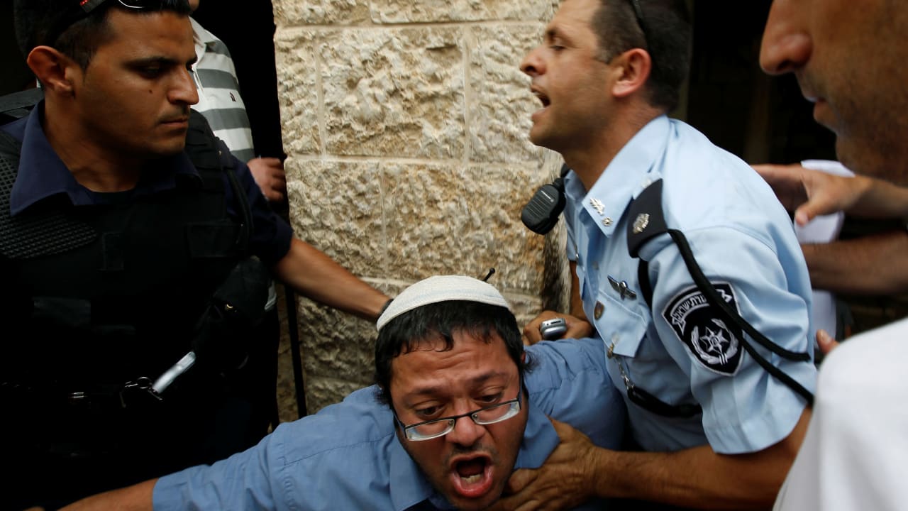 Itamar Ben-Gvir is detained by Israeli police.