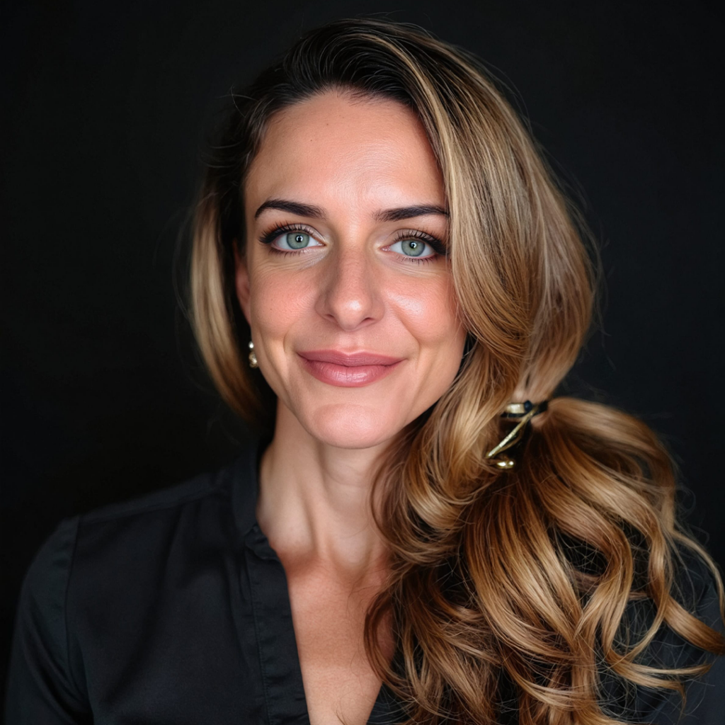 A person with long hair and green eyes

AI-generated content may be incorrect.