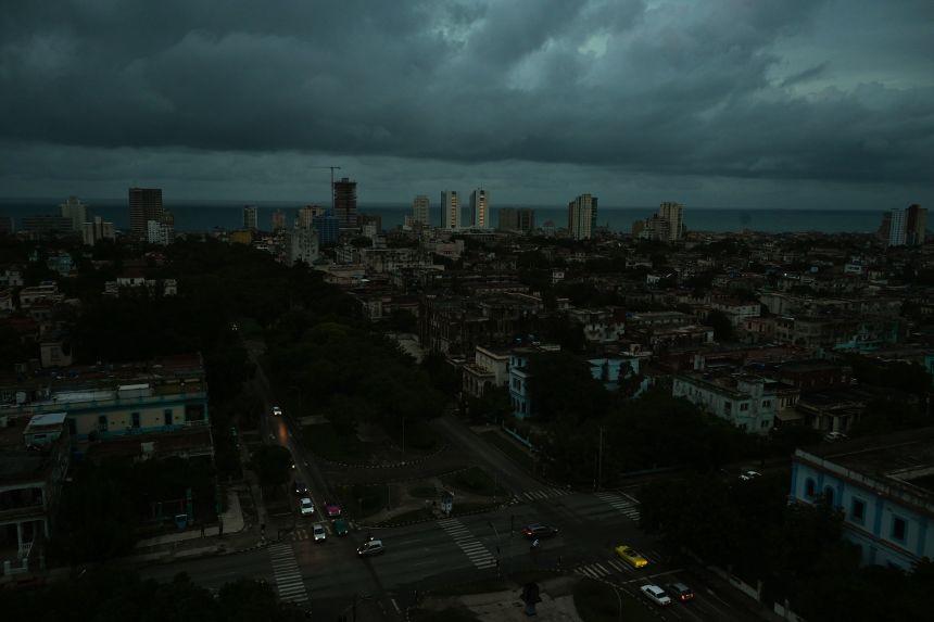 Havana sits in darkness during a nationwide blackout caused by a grid on October 18, 2024.