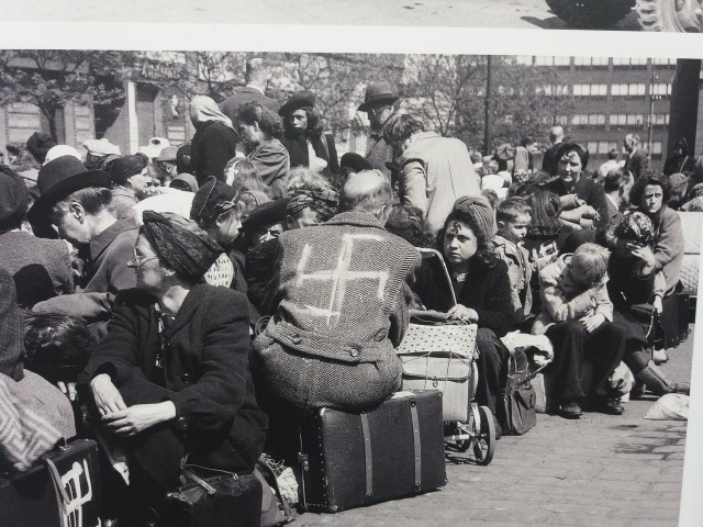 A photo of ethnic Germans awaiting trains to take them to Germany - Strossmayerovo Namesti, Prague, Czechia