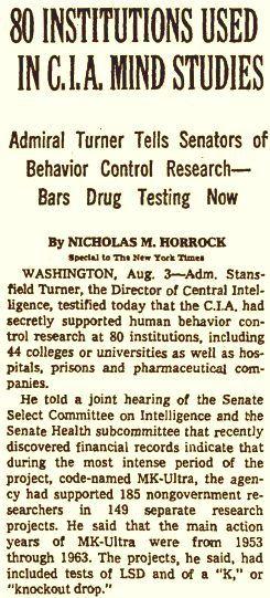 Headlines and portion of story that appeared in the New York Times, August 4, 1977.