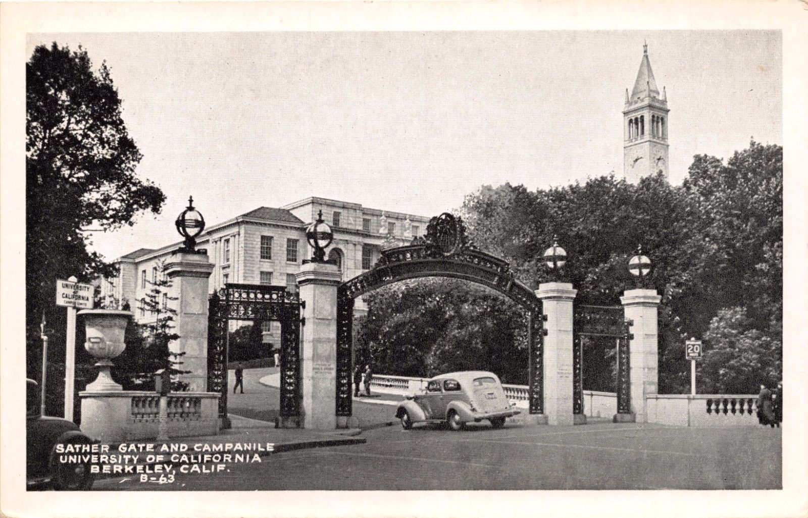 University of California Berkeley~Sather Gate & Campanile Postcard 1940s |  United States - California - Other, Postcard / HipPostcard