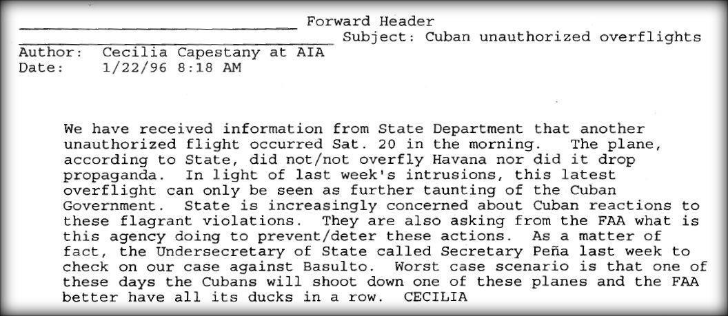 Cuban unauthorized overflights
