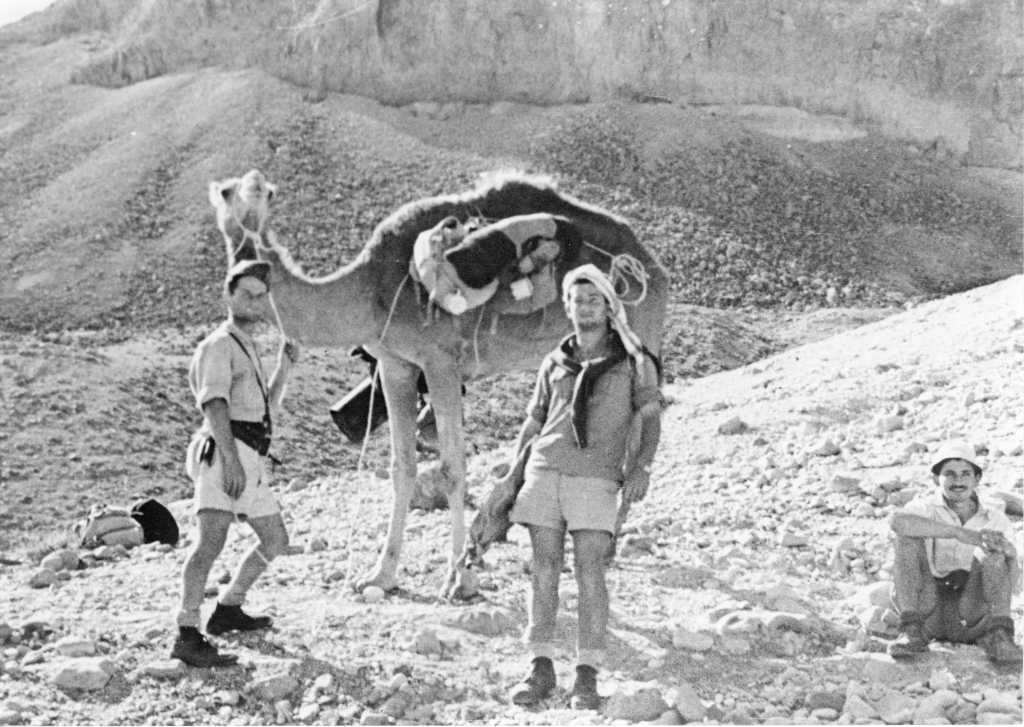 A group of men standing next to a camel
AI-generated content may be incorrect.