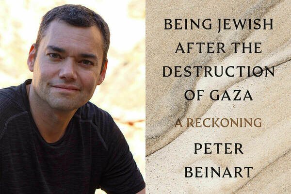 Headshot of Peter Beinart next to the cover of his book, "Being Jewish After the Destruction of Gaza: A Reckoning."