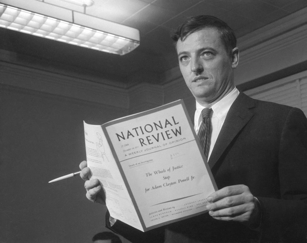 Magazine editor William F. Buckley, Jr., editor of the National Review, holds a copy of the magazine.