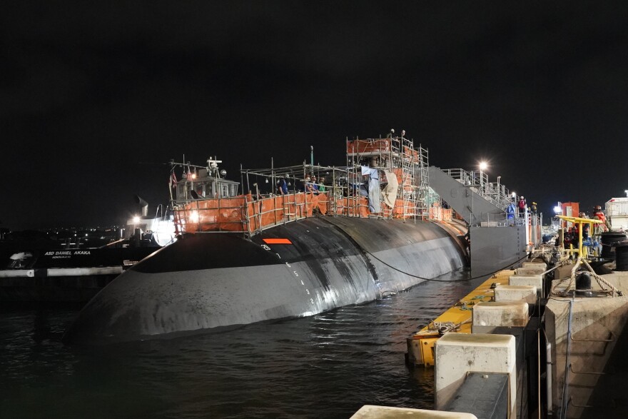 A file photo of USS Charlotte (SSN 766) in Dry Dock 3 at pearl harbor