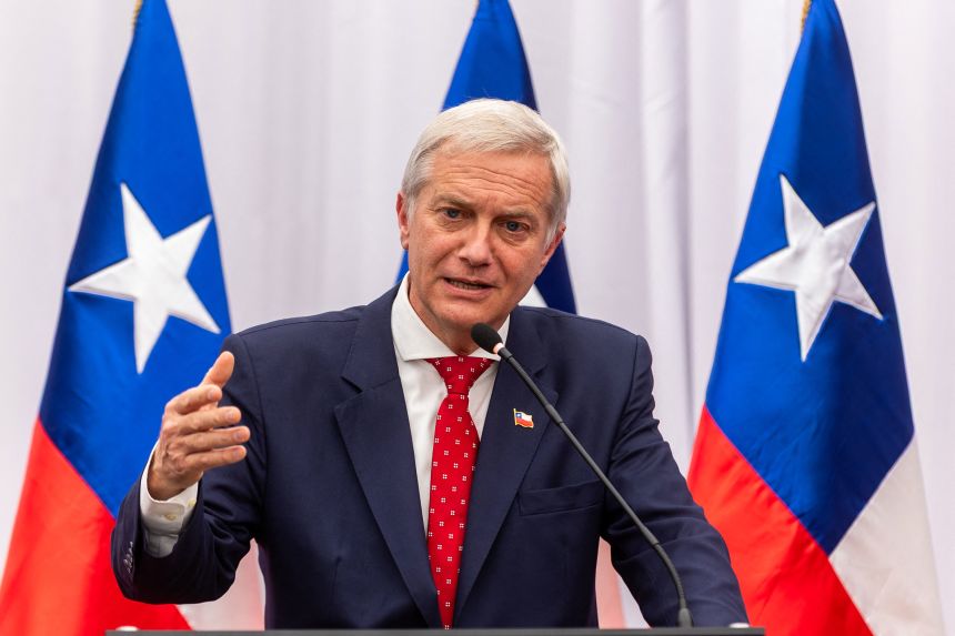Presidential candidate Jose Antonio Kast of the Republican Party speaks during a press conference in Santiago, Chile, on October 29.