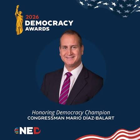 NED will honor Congressman Mario Díaz-Balart with a Democracy Champion  Award this fall to recognize decades of leadership in Congress advancing  freedom and democracy around the world. This award celebrates his efforts