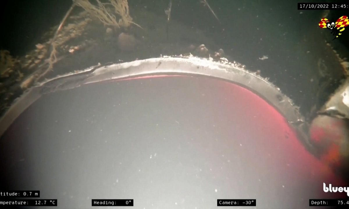 Underwater image of damaged Nord Stream pipe